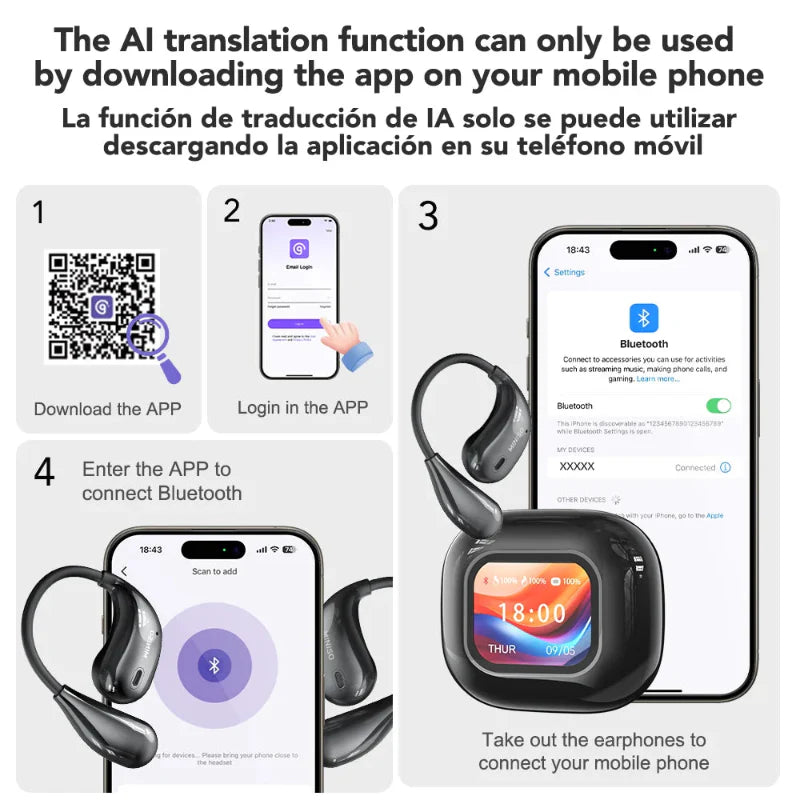 M95 AI Translation Earphones Bluetooth Intelligent Wireless Earbuds Low Latency
